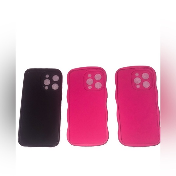 NWOT Stylish Black and Pink iPhone 15 Pro Max Case Set lot of 3 - Picture 3 of 6